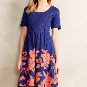 Anthropologie HD in Paris Dress in Coral and Blue - Size MP